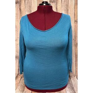 Verve Aqua Blue Super Soft Scoop Neck Sweater sz LARGE